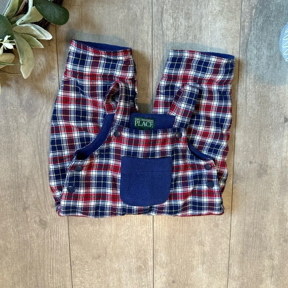 Vintage Children’s Place Baby Boy Flannel Fleece Lined Overalls